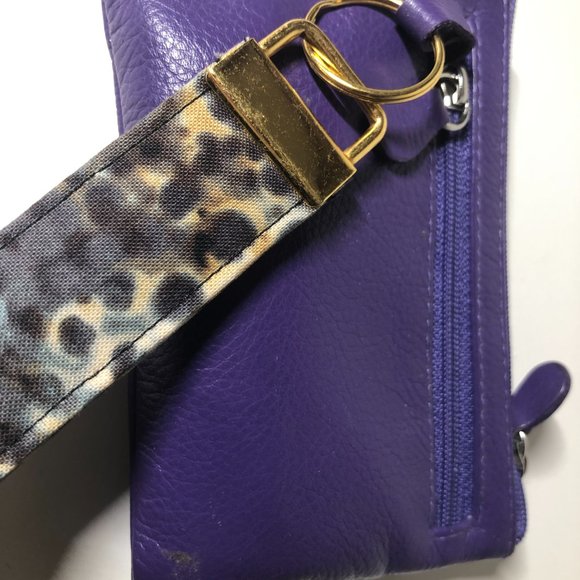 New Handmade Fabric Key Fob Wristlet | Keychain | Hand Dyed | Gray and Beige - Picture 7 of 9